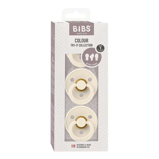 BIBS Speen Maat 1 Try-It Box Ivory