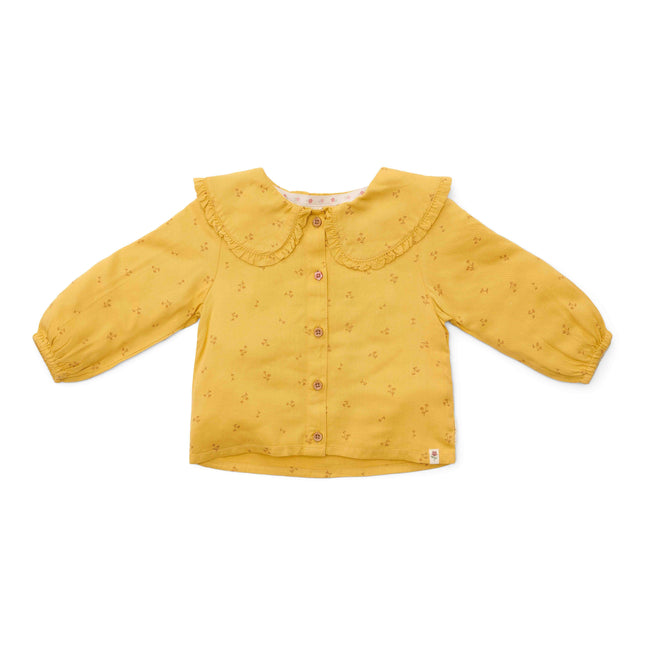 Little Dutch Toddler Girls Winter Blouse Warm Yellow Blooming Flower