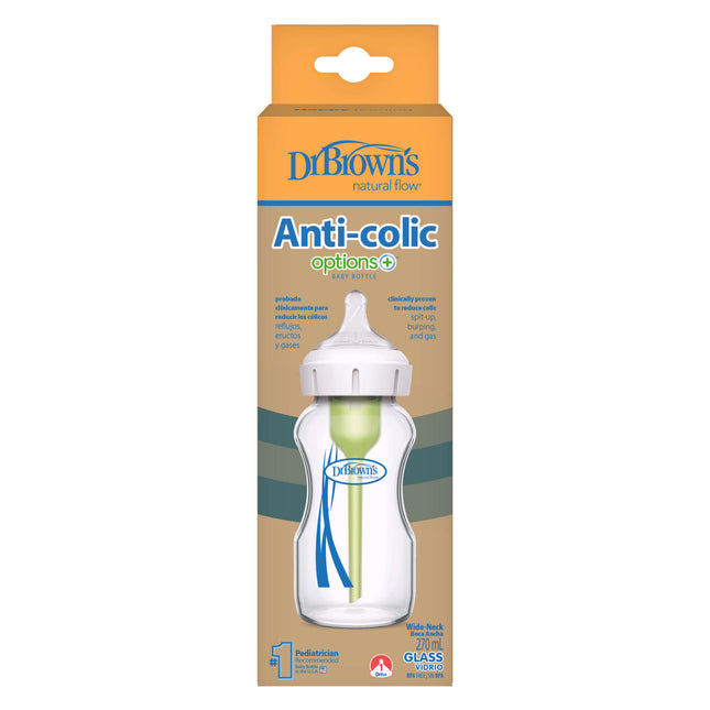 Dr. Brown’s Options+ Anti-colic Bottle | Brede halsfles glas 270ml