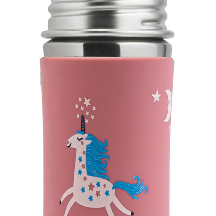 Pura rietjesfles RVS 325 ml + silicone rietje + silicone reisdop + unicorn sleeve