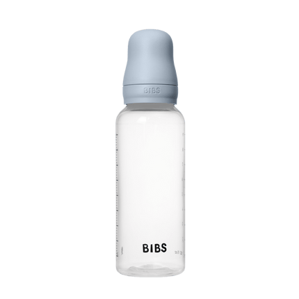 BIBS Baby Bottle Round Silicone 1 pack 270 ml Medium Flow Baby Blue - BIBS - Babywinkel - 5713795265466