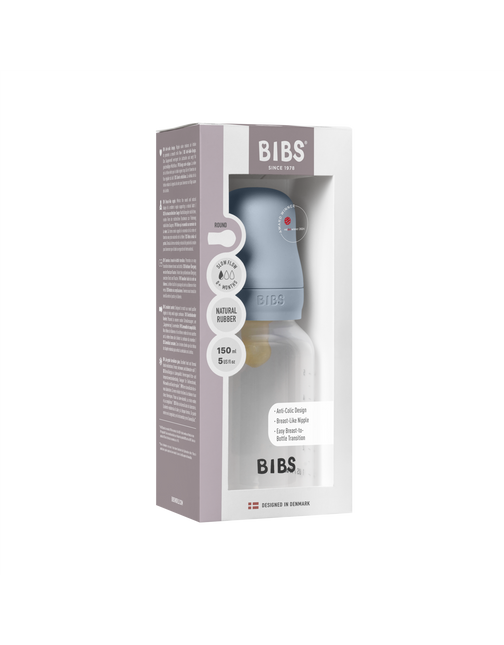 BIBS Babyfles Round Latex 150ml Slow Flow Baby Blue