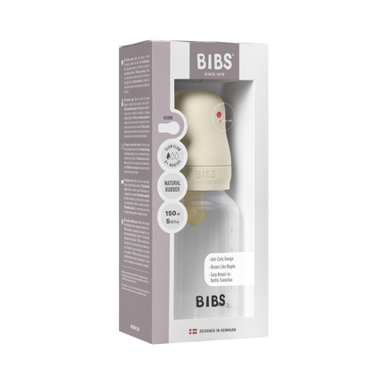 BIBS Babyfles Round Latex 150ml Slow Flow Ivory