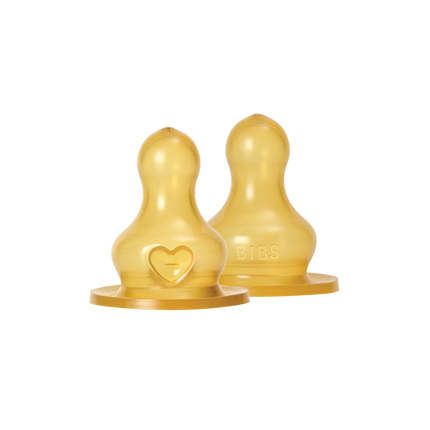 BIBS Baby Bottle Nipple Round Latex 2 pack Fast Flow