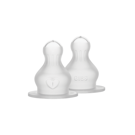 BIBS Baby Bottle Nipple Round Silicone 2 pack Slow Flow