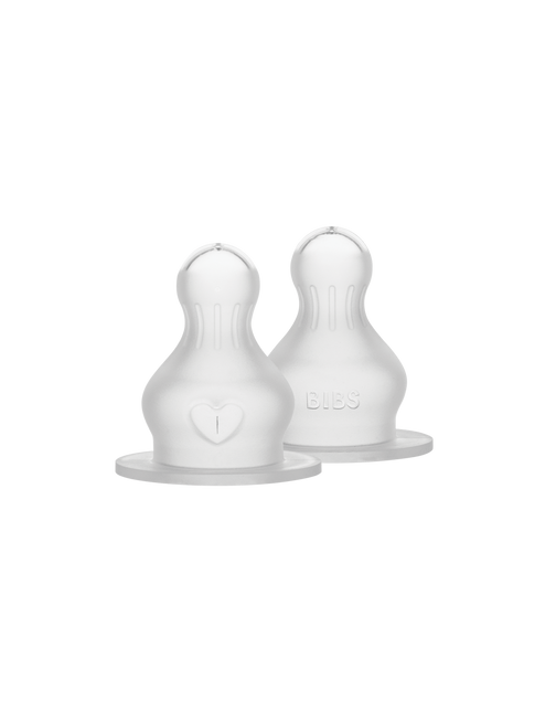 BIBS Baby Bottle Nipple Round Silicone 2 pack Slow Flow