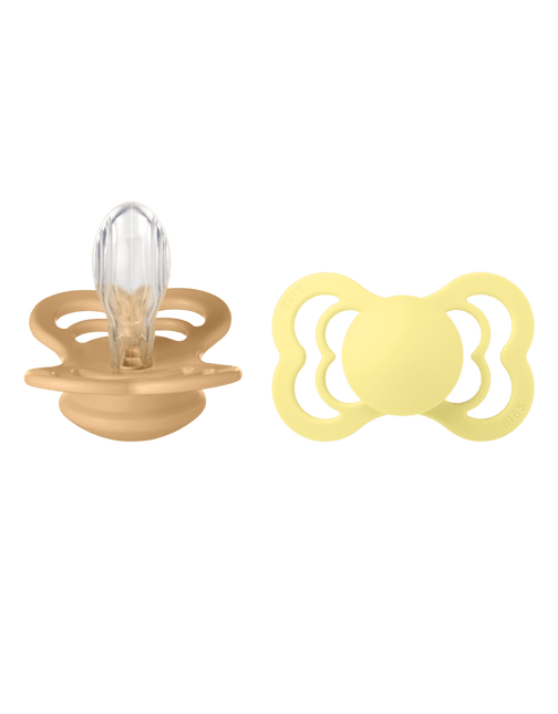 BIBS Speen Maat 1 Silicone Supreme Desert Sand/Sunshine 2st - BIBS - Babywinkel - 5713795230273