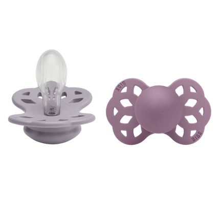 BIBS Speen Maat 2 Silicone Symmetrical Fossil Grey/Mauve 2st - BIBS - Babywinkel - 5713795243983