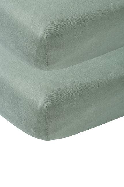 Meyco Hoeslaken Jersey Stone Green 70x140/150 cm 2st