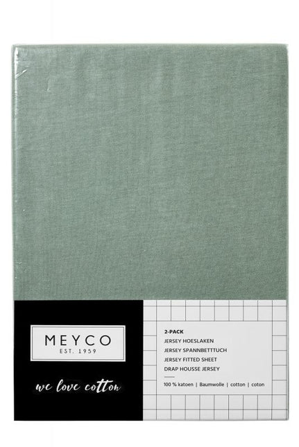 Meyco Hoeslaken Jersey Stone Green 60x120cm 2st