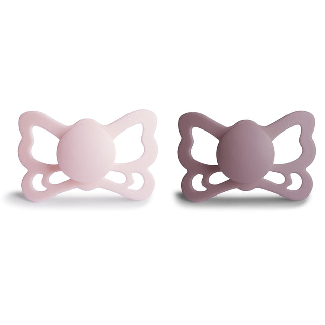 Frigg Speen Maat 2 Butterfly White Lilac/Tw. Mauve Silicone 2-Pack