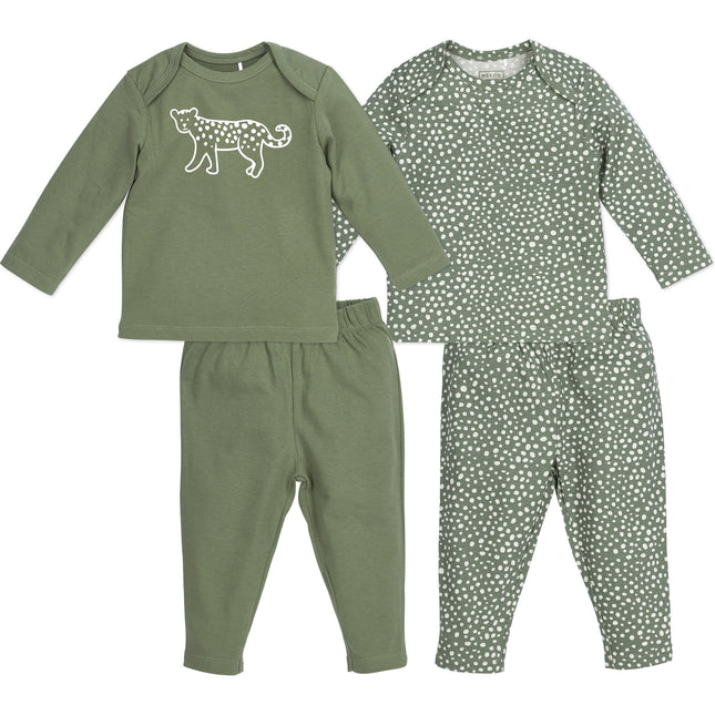 Meyco Baby Pyjama 2St Cheetah Forestgreen 100% Katoen