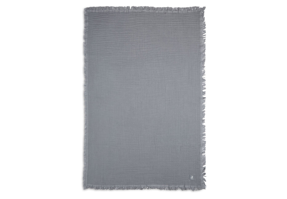 Jollein Wiegdeken Muslin Fringe Storm Grey 120x120cm