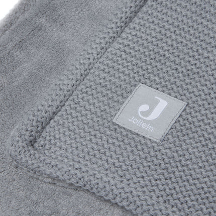 Jollein Wiegdeken Basic Knit Stone Grey/Fleece 75x100cm