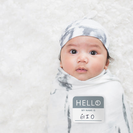 Lulujo Hydrofiele Doek Met Muts En Sticker Marble