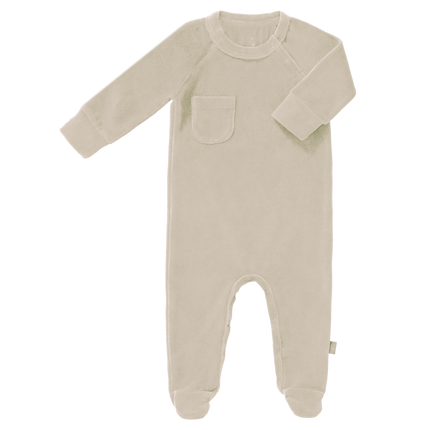 Fresk Baby Pyjama Velours Met Voeten Sandshell