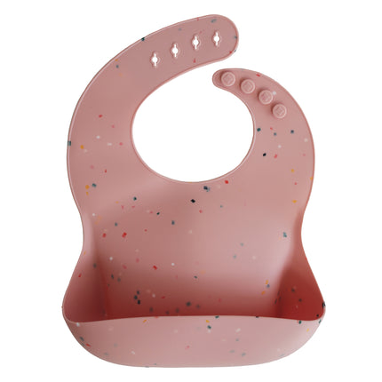 Mushie Slabbetje Silicone Roze Confetti