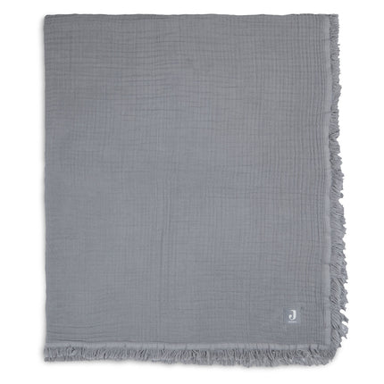 Jollein Wiegdeken Muslin Fringe Storm Grey 120x120cm