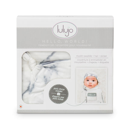 Lulujo Hydrofiele Doek Met Muts En Sticker Marble