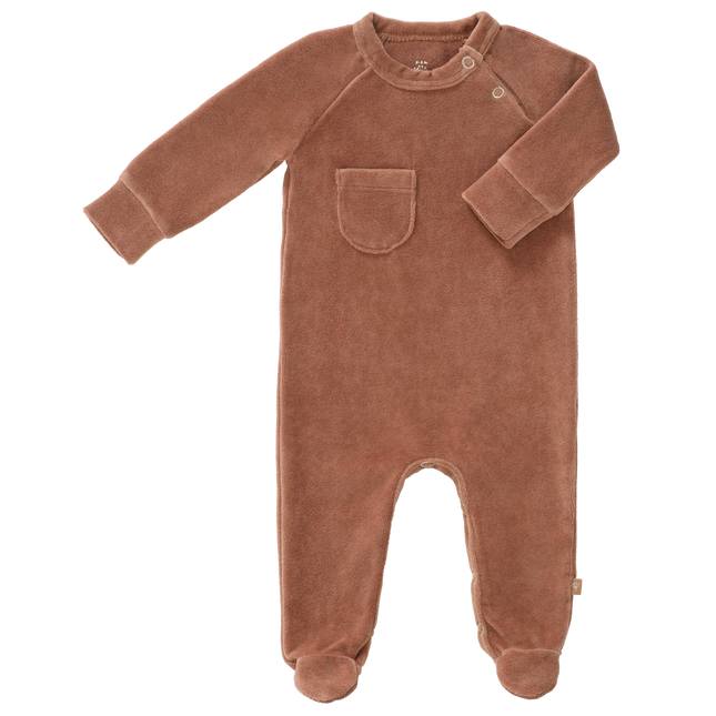 Fresk Baby Pyjama Velours Met Voet Twany Brown