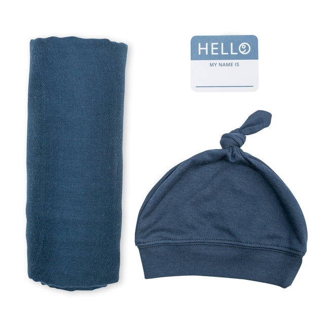 Lulujo Hydrofiele Doek Met Muts En Sticker Navy