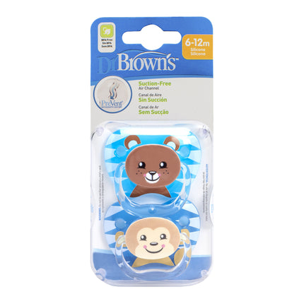 Dr. Brown's Speen Fase 2 Blauw 2-pack animal faces