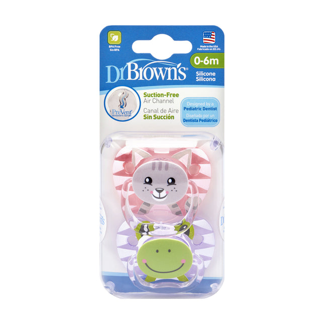 Dr. Brown's Speen Fase 1 Roze 2-pack animal faces