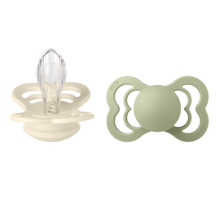 BIBS Speen Maat 2 Ivory/Sage Supreme Silicone 2st