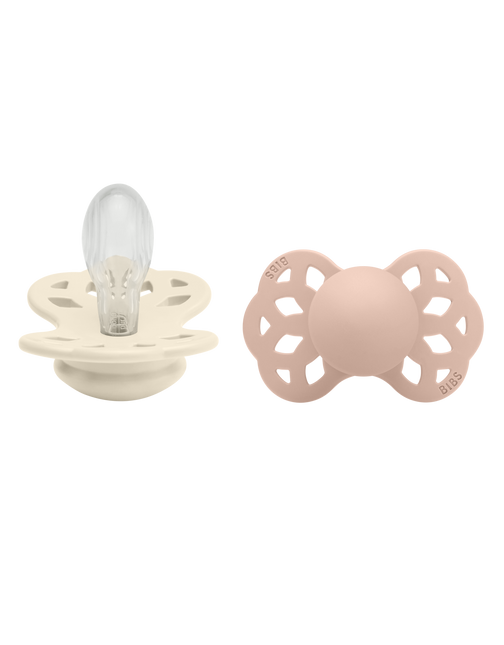 BIBS Speen Maat 2 Silicone Symmetrical Ivory/Blush 2st