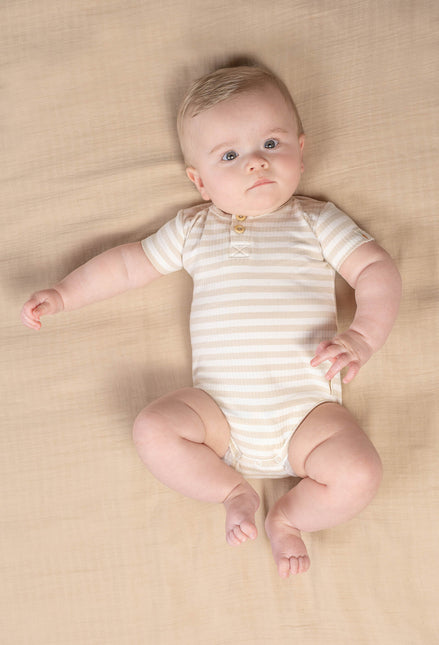 Little Dutch Romper Stripe Sand/White