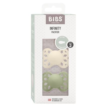 BIBS Speen Maat 2 Silicone Symmetrical Ivory/Sage 2st