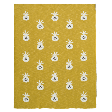 Fresk Wiegdeken Gebreid Pineapple Mustard 80x100cm