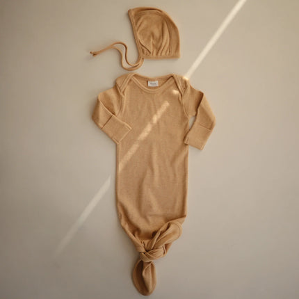 Mushie Babymutsje Bonnet Mustard Melange