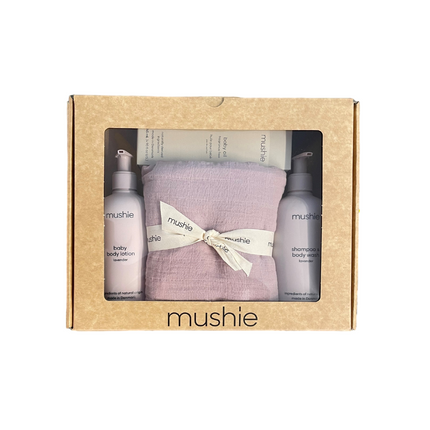 Mushie Boîte cadeau Soins de la peau à la lavande + 1 emmaillotage Mushie gratuit