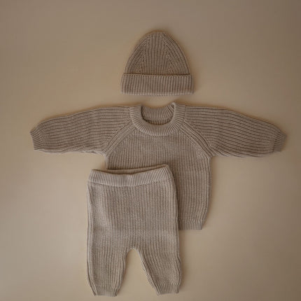 Mushie Babymutsje Chunky Knit Beige