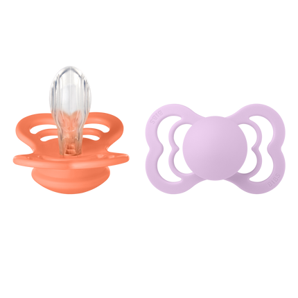 BIBS Speen Maat 2 Silicone Supreme Papaya/Violet Sky 2st