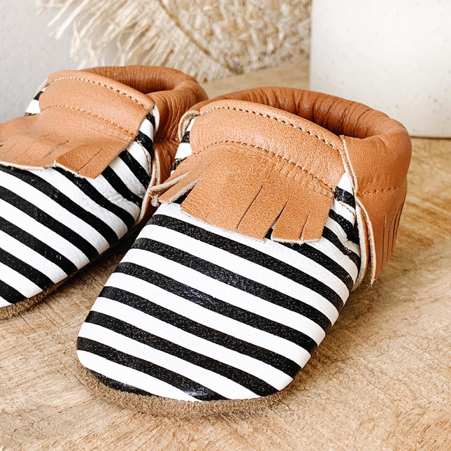 Baby Dutch Chaussures bébé rayées noir/blanc