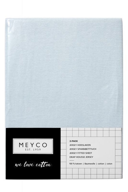 Meyco Hoeslaken Jersey Lichtblauw 60x120cm 2st