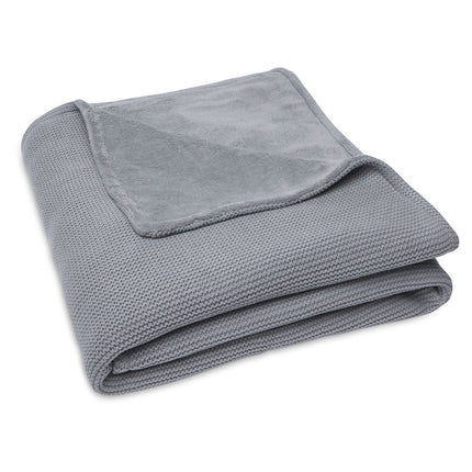 Jollein Ledikantdeken Basic Knit Stone Grey/Fleece 100x150cm