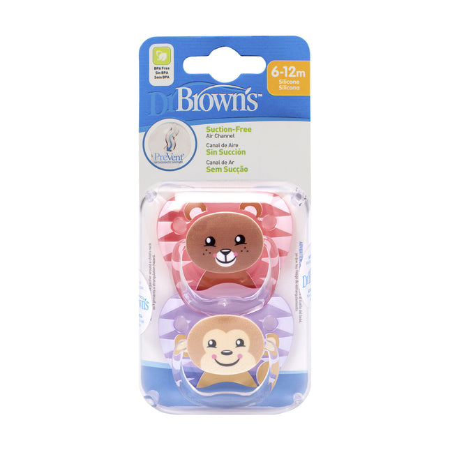Dr. Brown's Speen Fase 2 Roze 2-pack animal faces