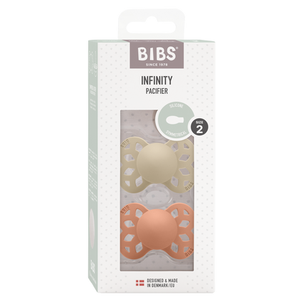 BIBS Speen Maat 2 Silicone Symmetrical Vanilla/Peach 2st