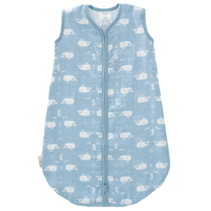 Fresk Slaapzak Baby Muslin Whale Blue Fog 2-laags