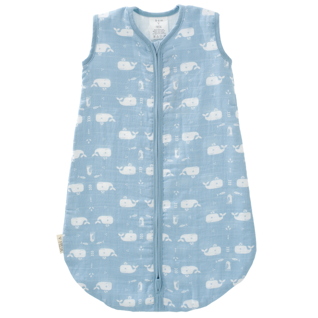 Fresk Slaapzak Baby Muslin Whale Blue Fog 2-laags