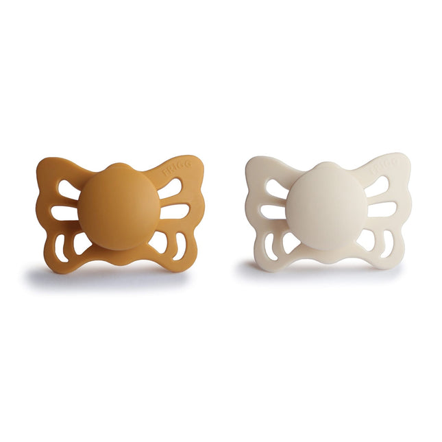 Frigg Speen Maat 1 Butterfly Honey Gold/Cream Silicone 2-Pack