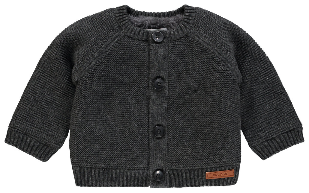 Noppies Baby Vestje Gebreid Dani Teddy Voering Dark Grey Melange