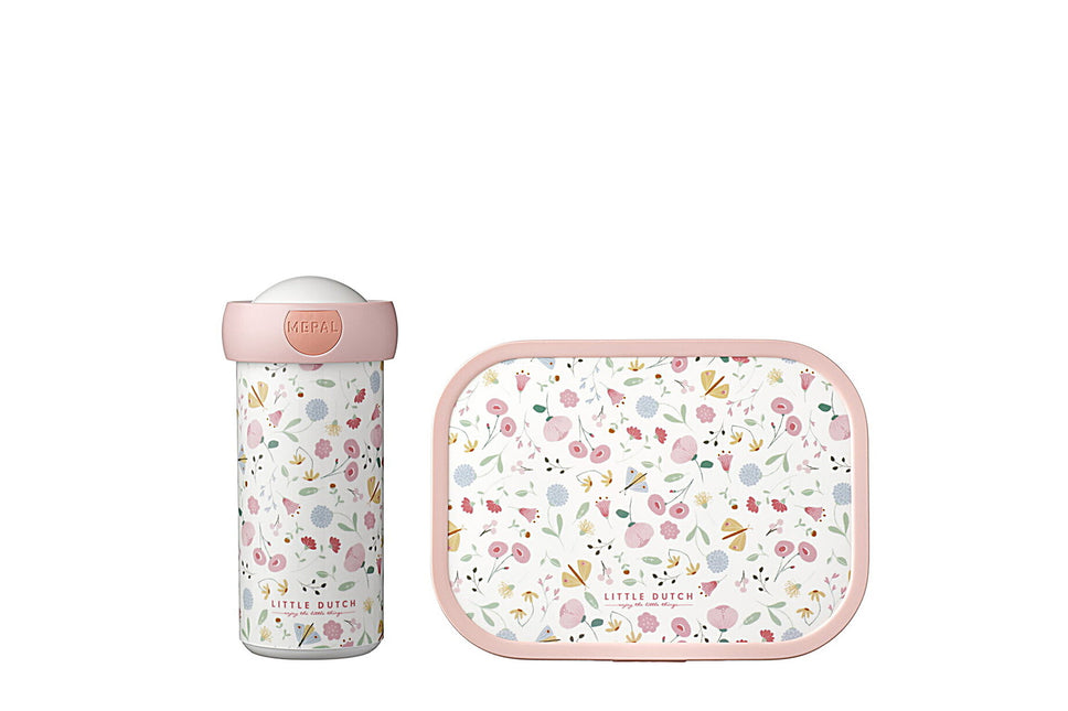 Little Dutch Lunchset Campus Schoolbeker+Lunchbox Flowers & Butterflies