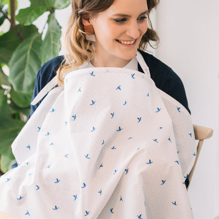 Baby on the move Drap d'allaitement Origami Birds Blue