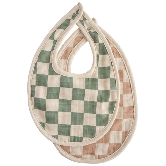 Mushie Slabbetje Olive Check/Naturel Check 2St