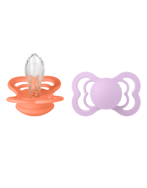 BIBS Speen Maat 1 Silicone Supreme Papaya/Violet Sky 2st