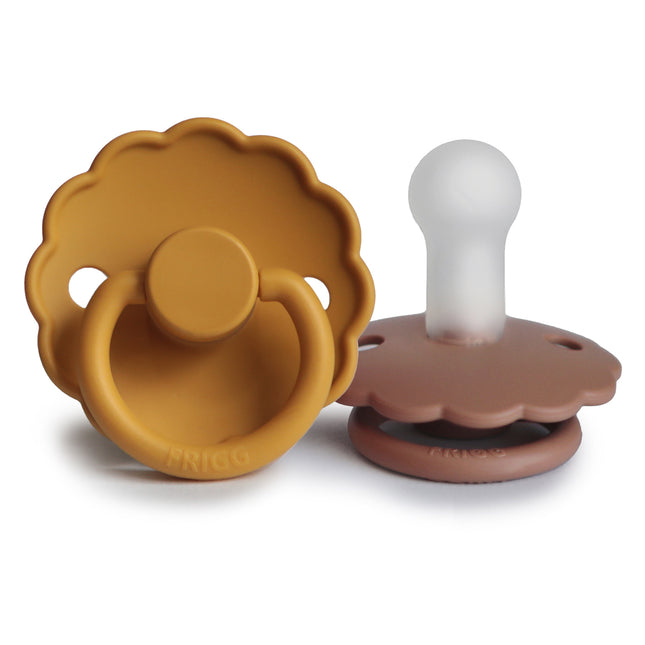 Frigg Speen Maat 1 Daisy Honey Gold/Rose G. Silicone 2-Pack